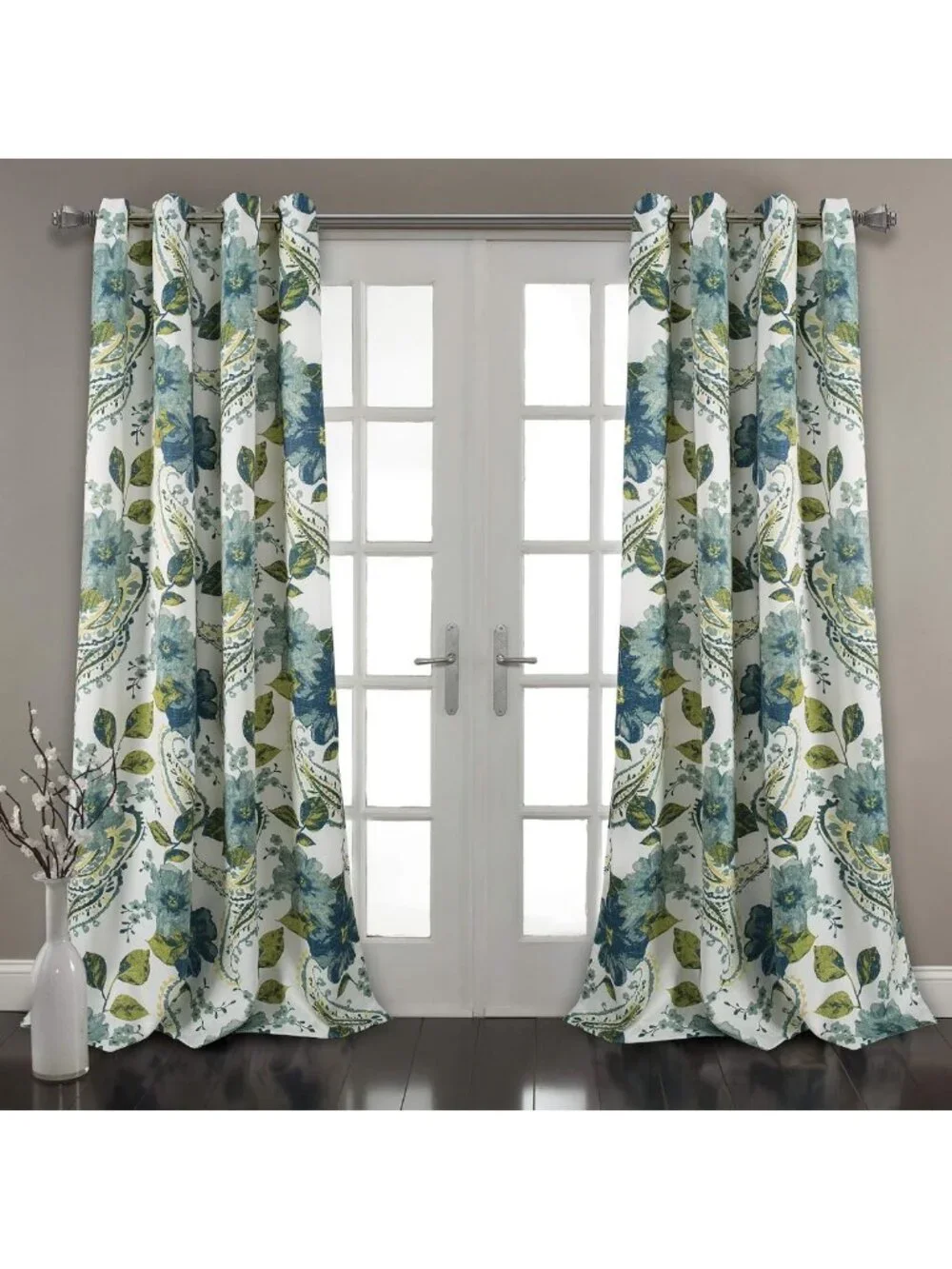 Floral Paisley Light Filtering Window Curtain Panel Pair, 52